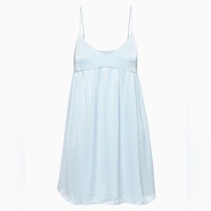 Aritzia Wilfred Lover Satin Babydoll Dress Light Baby Blue Size Large